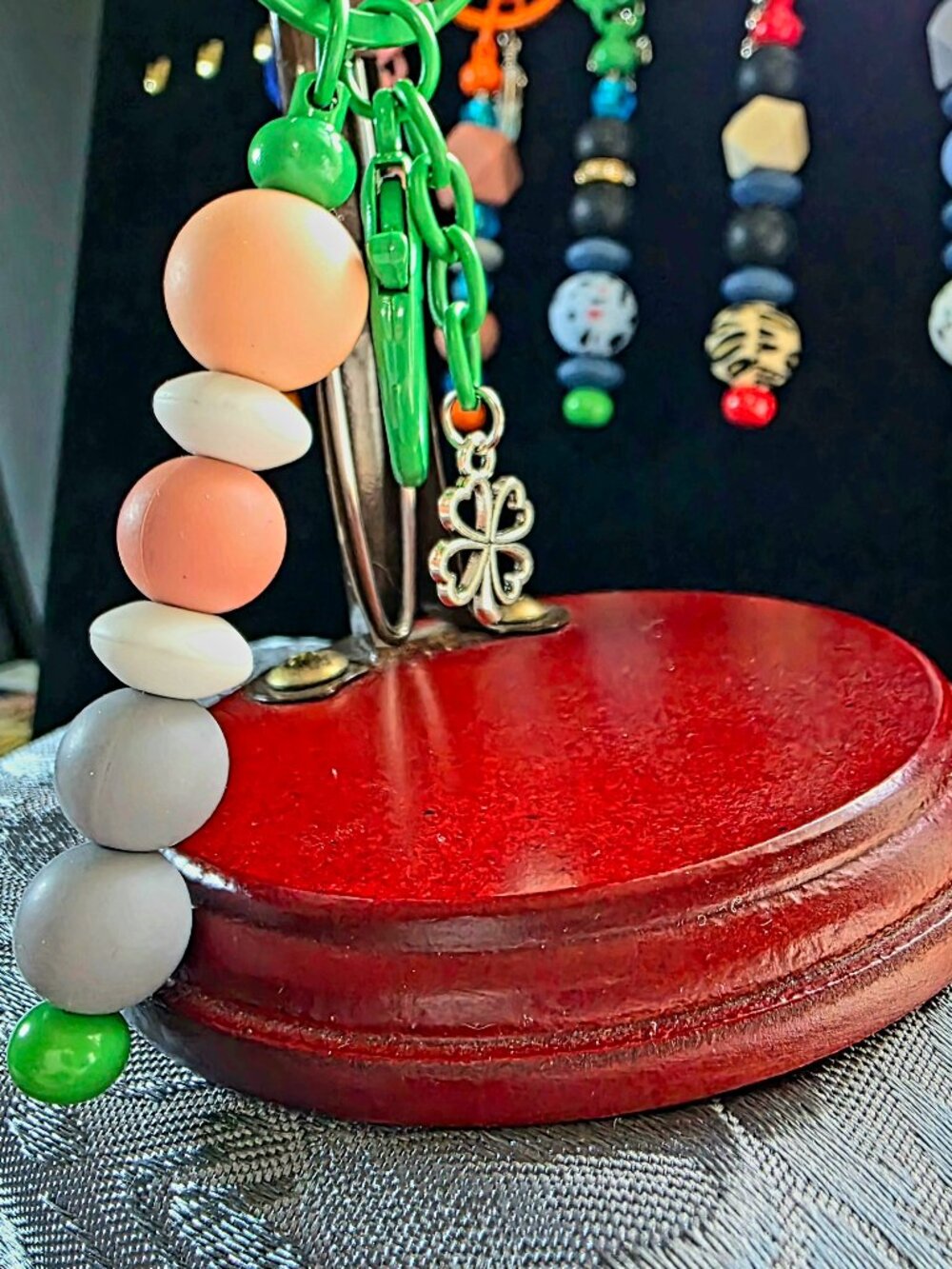 Handcrafted Green Shamrock Charm Keychain NEW One of a Kind Fashion Accessory